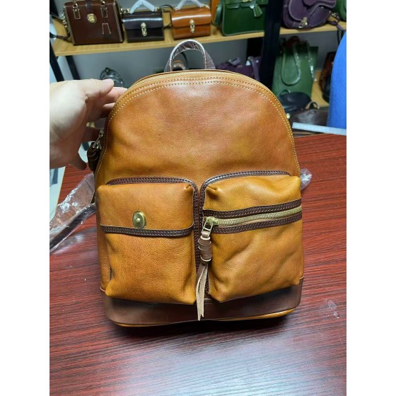 cowhide vegetable tanned leather backpack